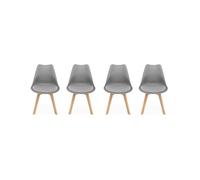 Silla escandinava con patas de madera de haya, set de 4 gris - 47x55x81 cm