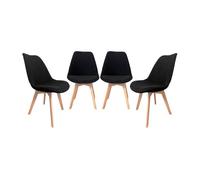 Silla escandinava de madera de haya y pana fina, set de 4 negro - 49x55x81 cm