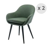 Silla escandinava tela de bosque patas de metal negro (x2)