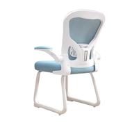 Silla Escritorio de Malla Transpirable Sin Ruedas, Silla Oficina con Brazos Abatibles, Silla Ergonómica, Sillas Gamer para Salas de Conferencias, Bibliotecas, Salas Capacitación(Blue)