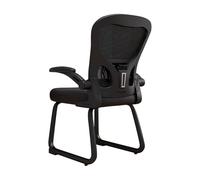 Silla Escritorio de Malla Transpirable Sin Ruedas, Silla Oficina con Brazos Abatibles, Silla Ergonómica, Sillas Gamer para Salas de Conferencias, Bibliotecas, Salas Capacitación(Black)