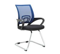 Silla estilo cantilever eureka con reposabrazos y tapizado con tejido en red color azul