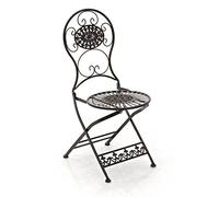Silla Exterior Plegable Mani en Estilo Medieval I Silla de Jardín Estilo Nostálgico en Hierro Forjado I Silla Plegable con Lineas Curvas I Color:, Color:Bronce