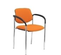 Silla fija Villalgordo bali naranja chasis cromo con brazos