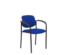 Piqueras y Crespo – Silla fija Villalgordo – Similpiel azul, chasis negro, con brazos