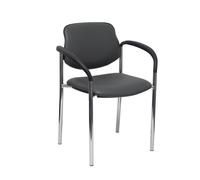 Silla fija Villalgordo similpiel gris oscuro chasis cromo con brazos