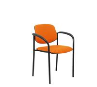 Piqueras y Crespo Villalgordo Silla Fija Similpiel Naranja Chasis con Brazos Negro