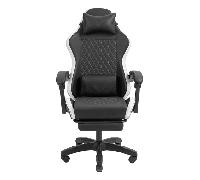 SILLA GAMER MARS GAMING MGCXBBL NEGRA Y BLANCA RECLINABLE REPOSABRAZOS AJUSTABLE REPOSAPIES COJINES