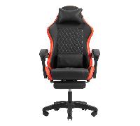 Mars Gaming MGC-X, Silla Gaming Ergonómica, Cuero Sintético, Respaldo Reclinable y Altura Regulable, Reposabrazos Dinámico, Cojín Cervical y Lumbar, Silla de Oficina con Reposapiés Extensible, Rojo