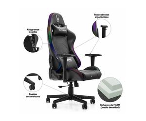 Silla gamer woxter stinger station elite v2.0 - piston clase 3 - respaldo inclinable - 5 ruedas - luces led - app para cambiar