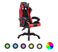 Silla Gaming con Luces LED RGB Cuero sintético Rojo y Negro,Sillas de oficina-287997