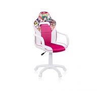 Silla gaming con ruedas y reposabrazos 98-109,5x46,5 cm DRW Sticker - Blanco - Rosa DRW