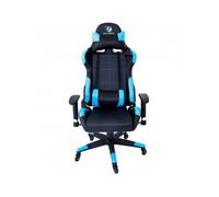 CoolBox DeepComand - Silla Gaming ergonómica Profesional para e-Sports, Tejido de Polipiel PU, reclinable, tecnología Air Effect, Ruedas Surface Protect. Colores Azul y Negro