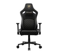 Silla gaming COUGAR CGR-DFF-GLB respaldo ajustable, reposabrazos 4D, 120kg, tela negra/oro