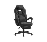 SONGMICS Silla Gaming, Silla de Oficina, Ordenador, Diseño Ergonómico, con Reposapiés, Reposacabezas Ajustable, Cojín Lumbar, Capacidad de Carga 150 kg, Negro Tinta OBG077BH21