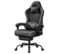 Silla Gaming Ergonómica de Cuero PU y Reclinable 135° con Reposapiés
