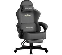 Silla Gaming GTPLAYER con Reclinación 160° y Reposapiés 180 kg Piel Sintética Gris
