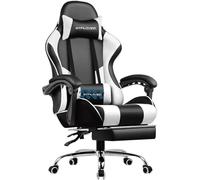 Silla gaming GTPLAYER Ergonómica Reposapiés Masaje Lumbar Piel Sintética Blanco