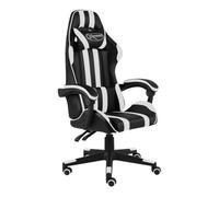 Silla gaming vidaXL Louren cuero sintético ergonómica reclinable 35x41cm blanca y negra