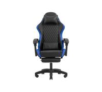 Mars Gaming MGC-X, Silla Gaming Ergonómica, Cuero Sintético, Respaldo Reclinable y Altura Regulable, Reposabrazos Dinámico, Cojín Cervical y Lumbar, Silla de Oficina con Reposapiés Extensible, Azul
