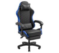 Mars Gaming MGC-X, Silla Gaming Ergonómica, Cuero Sintético, Respaldo Reclinable y Altura Regulable, Reposabrazos Dinámico, Cojín Cervical y Lumbar, Silla de Oficina con Reposapiés Extensible, Azul