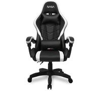 Silla gaming Nasa Orion respaldo ajustable negro y blanco 120 kg