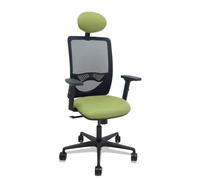 PIQUERAS Y CRESPO - Silla Zulema sincro malla negra asiento bali verde oliva brazos 2D ruedas 65mm cabecero
