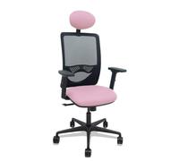 PIQUERAS Y CRESPO - Silla Zulema sincro malla negra asiento bali rosa brazos 2D ruedas 65mm cabecero