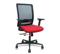 PIQUERAS Y CRESPO - Silla Haches traslack malla negra asiento bali rojo brazos 2D ruedas 65mm