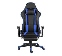 Silla gaming power con reposapiés inclinable azul 123-133x68x69 cm