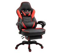 Silla gaming tilos en simil cuero con reposapiés abatible 100% poliuretano color negro/ rojo