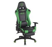 Silla gaming turbo con reposapiés extraíble, cojines en el respaldo y reposabrazos 100% poliuretano color verde