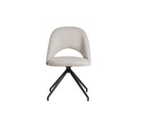 Silla giratoria 360º de tejido efecto aterciopelado texturizado beige y metal negro COSETTE