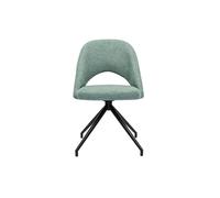 Silla giratoria 360º de tejido efecto aterciopelado texturizado celadón y metal negro COSETTE