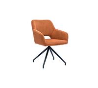 Silla giratoria 360° de terciopelo acanalado color tierra quemada y metal negro LAURETTE