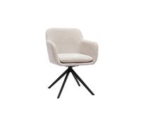 Silla giratoria 360° en tela efecto terciopelo texturizado beige y metal negro AMIKA