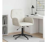Silla giratoria 54 x 55 x 90 cm terciopelo crema con base giratoria de 360 | Asiento de poliéster, altura ajustable 78-90 cm, marco de metal, respaldo inclinable, reposabrazos