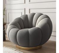 Silla giratoria con otomana, cómoda silla de barril de 360 grados para dormitorio o sala de lectura, elegante sofá redondo con pedales