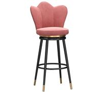 Silla Giratoria de Bar con Respaldo en Forma de Pétalo Isla de Cocina Bar Taburetes de Altura de Mostrador con Reposapiés y Patas de Metal Negro para Pub Inicio Bar Comedor (Pink 1ps,29.6in/75cm)