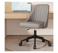 Silla giratoria de cuero moderna con respaldo medio Cómoda silla de escritorio para computadora para oficina o hogar Silla decorativa elegante con base de metal resistente Sin ruedas Diseño de patas