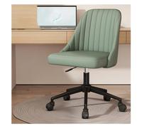 Silla giratoria de cuero moderna con respaldo medio Cómoda silla de escritorio para computadora para oficina o hogar Silla decorativa elegante con base de metal resistente Sin ruedas Diseño de patas