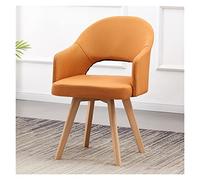 Silla giratoria de Estilo Moderno de Mediados de Siglo con Asiento Acolchado y Patas de Madera Maciza de Haya, sin Ruedas, Ideal para la Oficina, el Comedor o la Sala de Estar (Talla única,