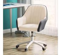 Silla giratoria de mediados de siglo con reposabrazos para escritorio de oficina en casa, tapizada, respaldo medio, silla de trabajo de estudio de computadora con ruedas, silla de oficina ejecutiva de