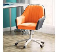 Silla giratoria de mediados de siglo con reposabrazos para oficina en casa, silla de trabajo de estudio tapizada con respaldo medio con ruedas, silla de escritorio ejecutiva de cuero