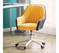 Silla giratoria de mediados de siglo con reposabrazos, tapizada, respaldo medio, silla de trabajo de estudio de computadora para oficina en casa, silla ejecutiva de cuero con ruedas