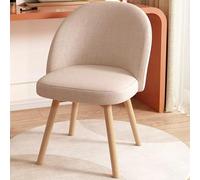 Silla giratoria de terciopelo rosa - Taburete de maquillaje tapizado cómodo sin brazos con respaldo y patas de madera para dormitorio/sala de belleza, elegante silla de maquillaje para decoración