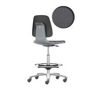 Silla giratoria de trabajo LABSIT bimos, silla alta con ruedas de freno y estribo circular