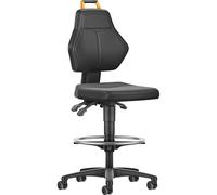 Silla giratoria de trabajo, negra eurokraft pro, con ruedas de freno y estribo circular