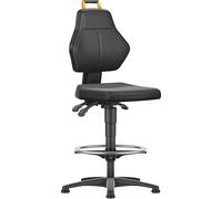 Silla giratoria de trabajo, negra eurokraft pro, silla alta con tacos y estribo circular