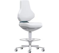 Silla giratoria de trabajo TEXON para salas blancas bimos, con ruedas con freno de asiento + estribo circular, rango de ajuste de altura 570 - 810 mm
